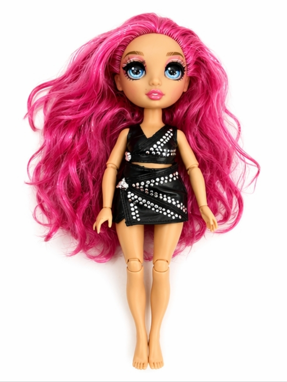 Rainbow High Stella Monroe Doll Pink Hair w/ Black Studded Outfit EUC